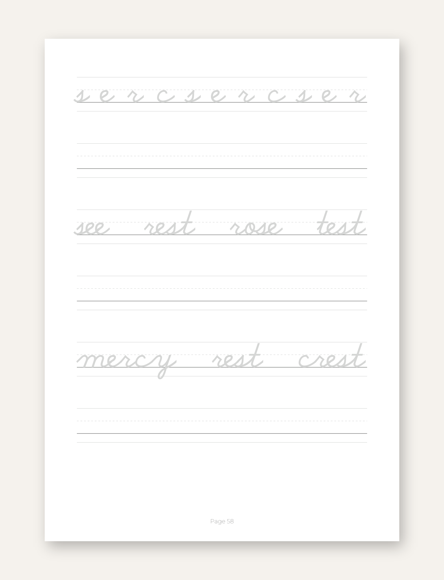 Cursive handwriting practice for Stage 1