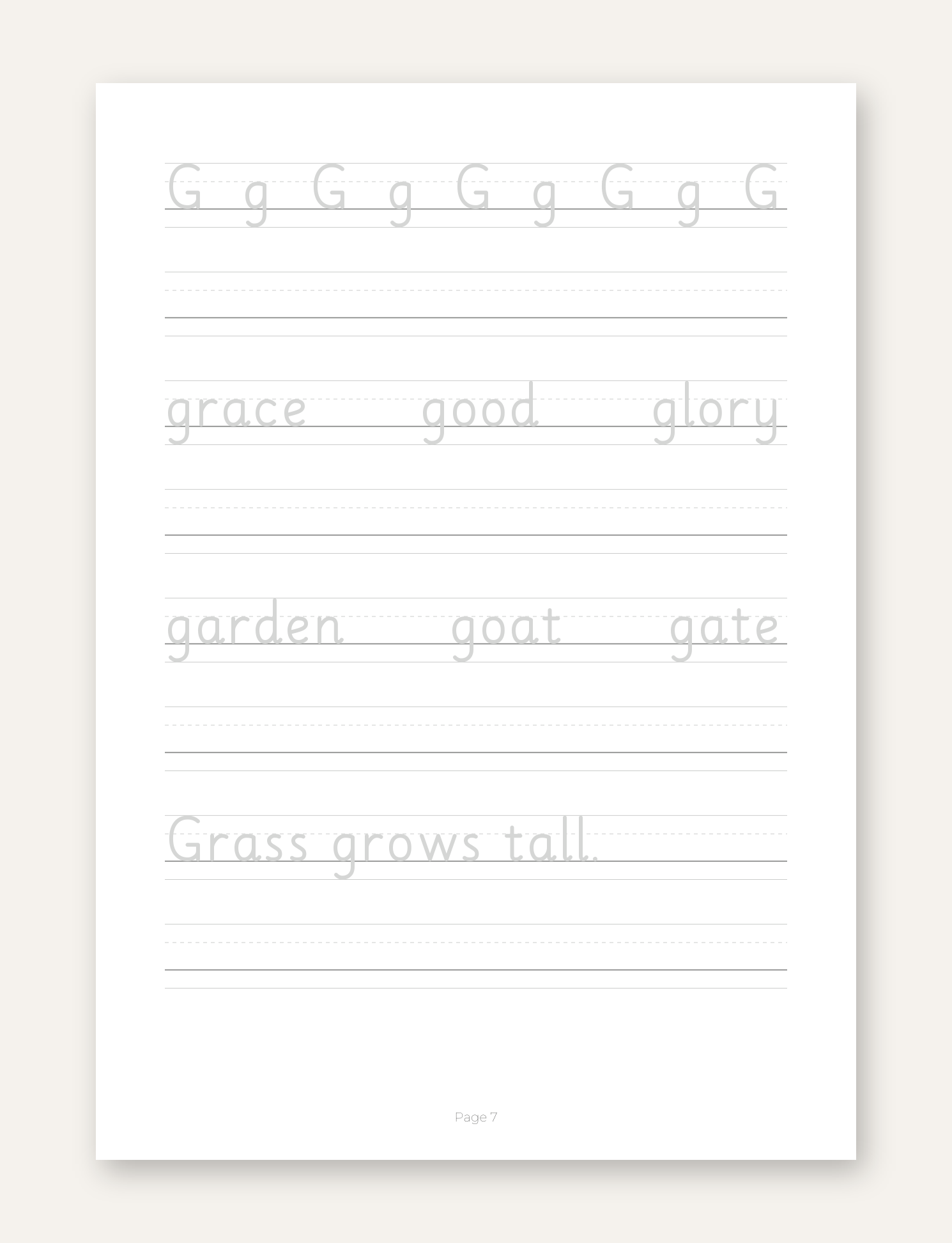 Print handwriting practice for Stage 1